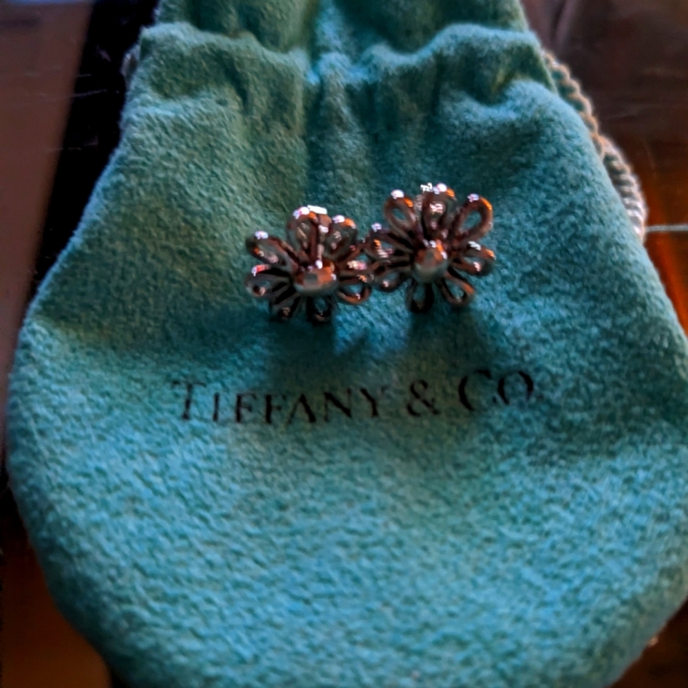Tiffany And Co Paloma Picasso Daisy Flower Sterling Silver Post Earrings